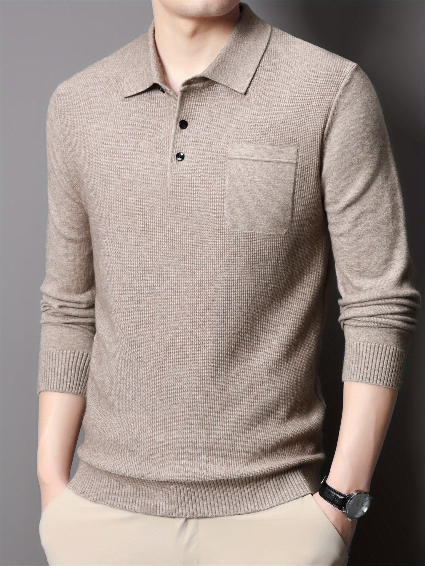 Men's Autumn Knit Sweater with Chest Pocket – Relaxed Fit | Noah