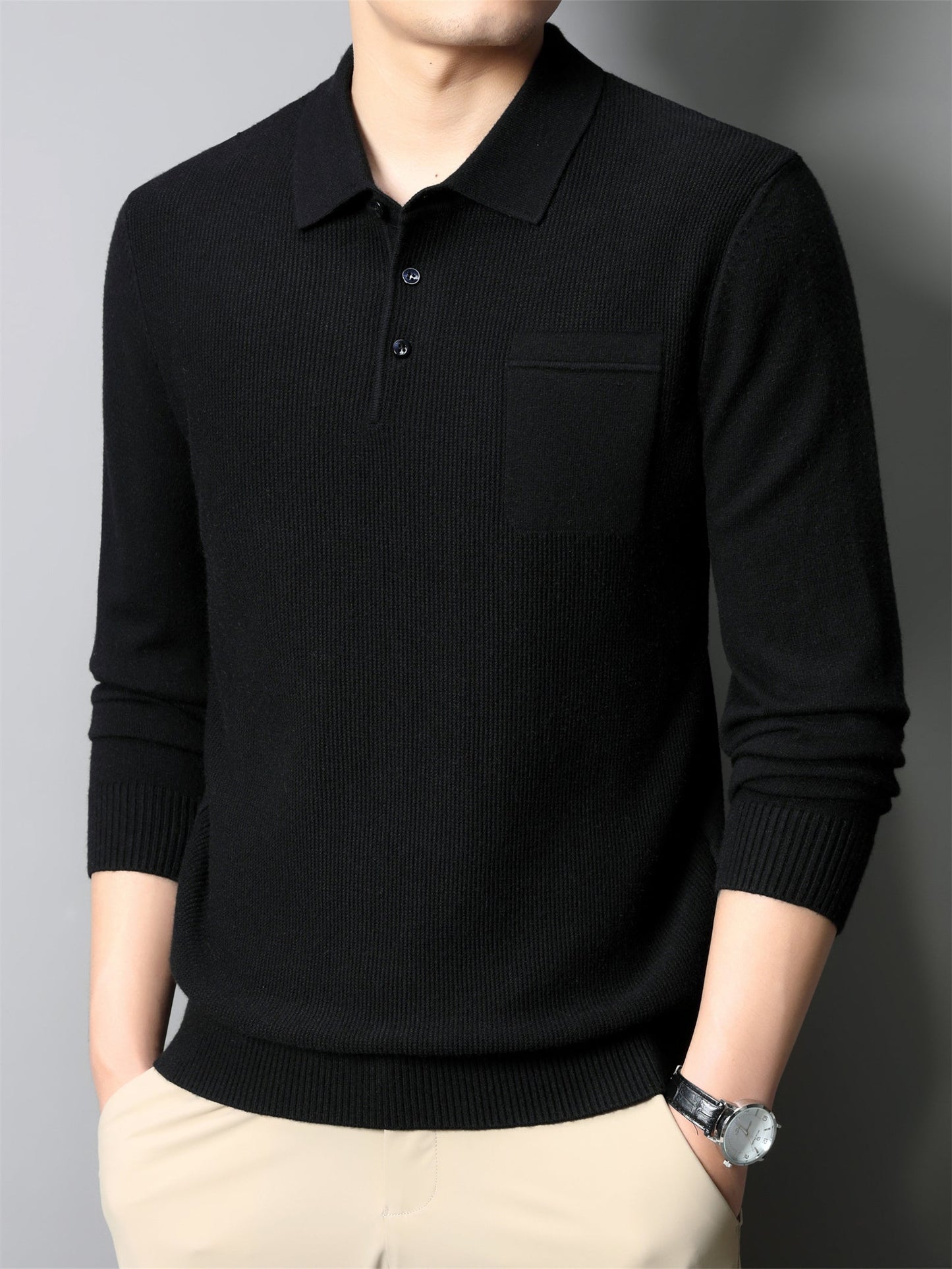 Men's Autumn Knit Sweater with Chest Pocket – Relaxed Fit | Noah