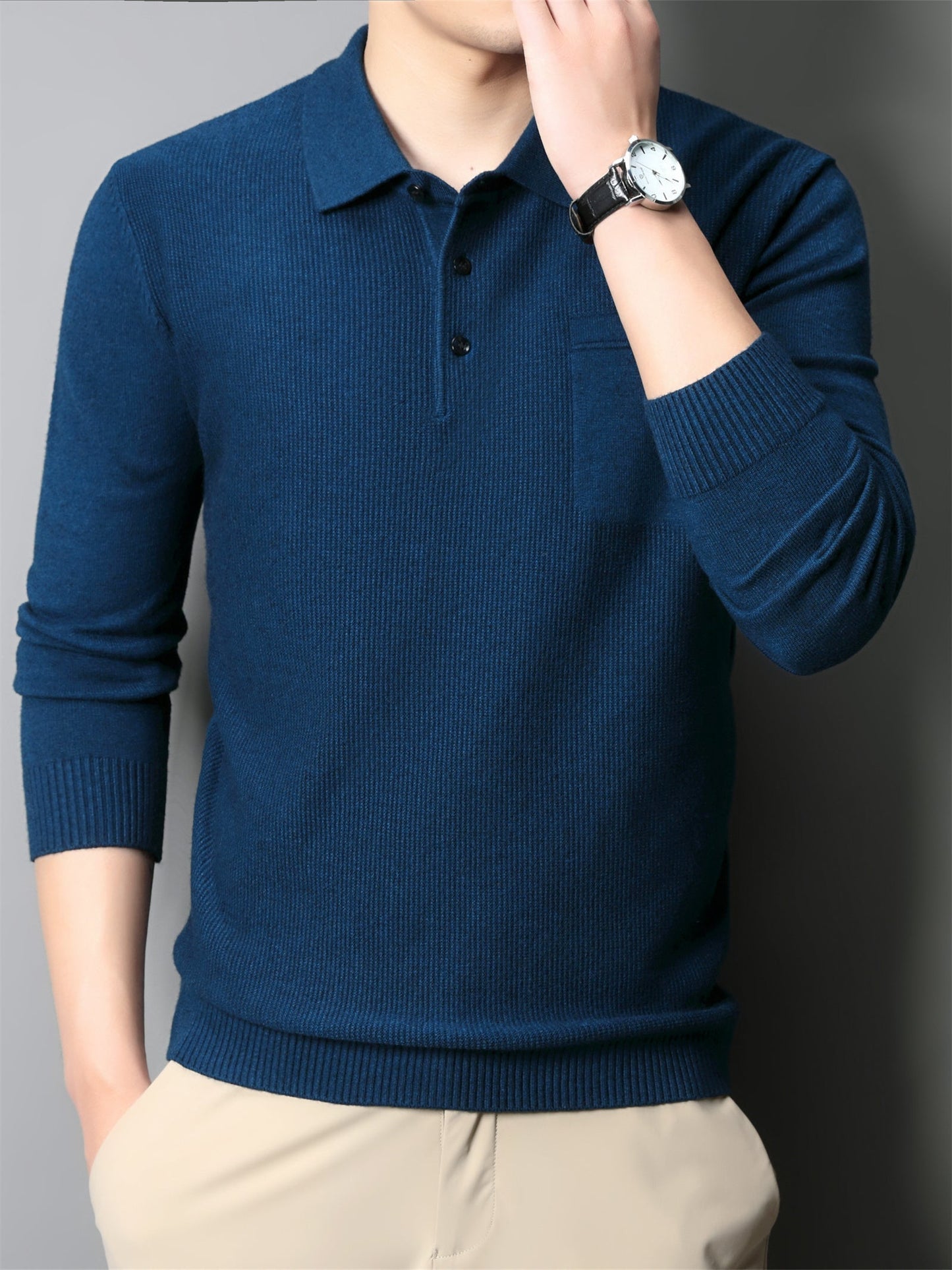 Men's Autumn Knit Sweater with Chest Pocket – Relaxed Fit | Noah