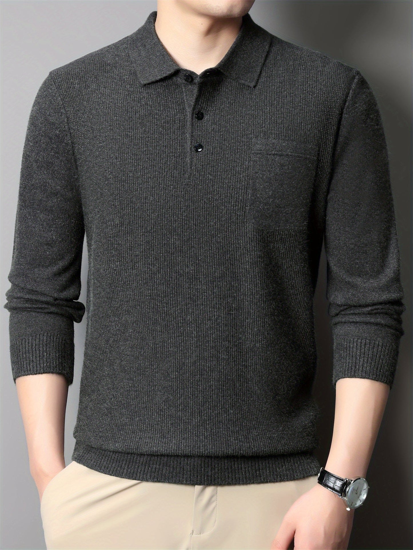 Men's Autumn Knit Sweater with Chest Pocket – Relaxed Fit | Noah