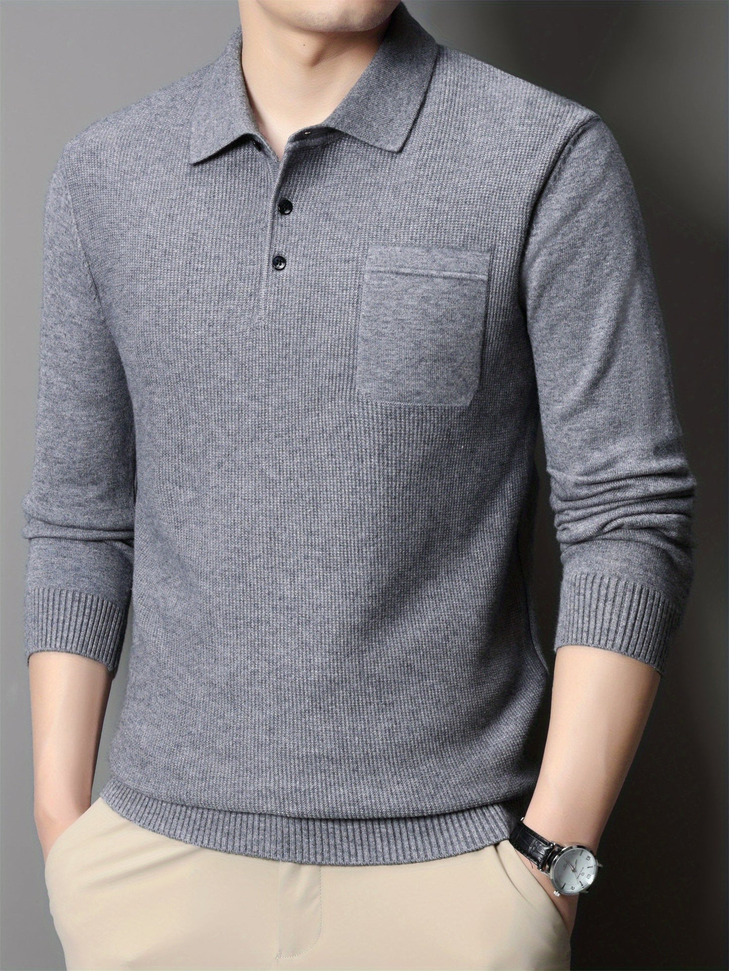 Men's Autumn Knit Sweater with Chest Pocket – Relaxed Fit | Noah