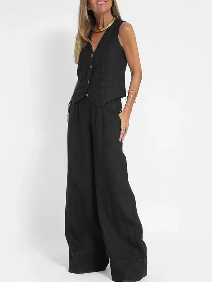 Women's Fitted Linen Vest Lightweight Tailored Button Front Versatile for Formal Casual Wear
