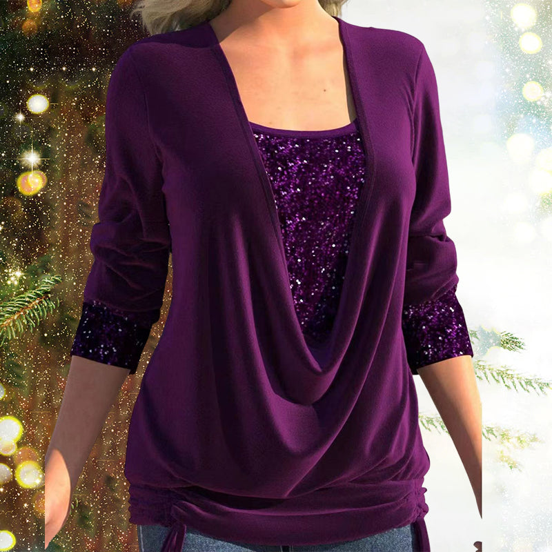 Chic Long-Sleeve Sequin Blouse for Women | Comfortable and Stylish