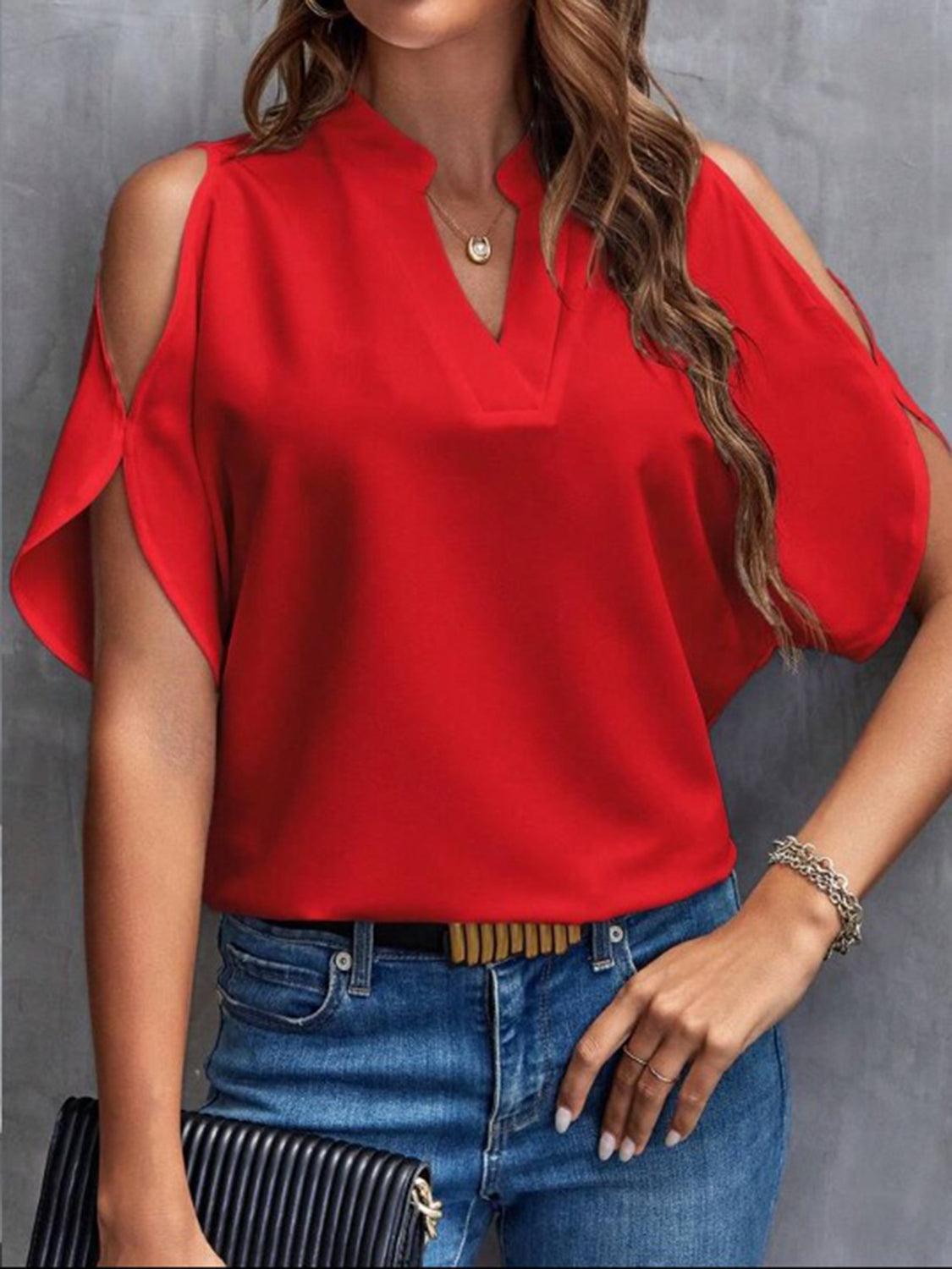 Chic Off-Shoulder Half Sleeve Blouse for Women with Elegant Style