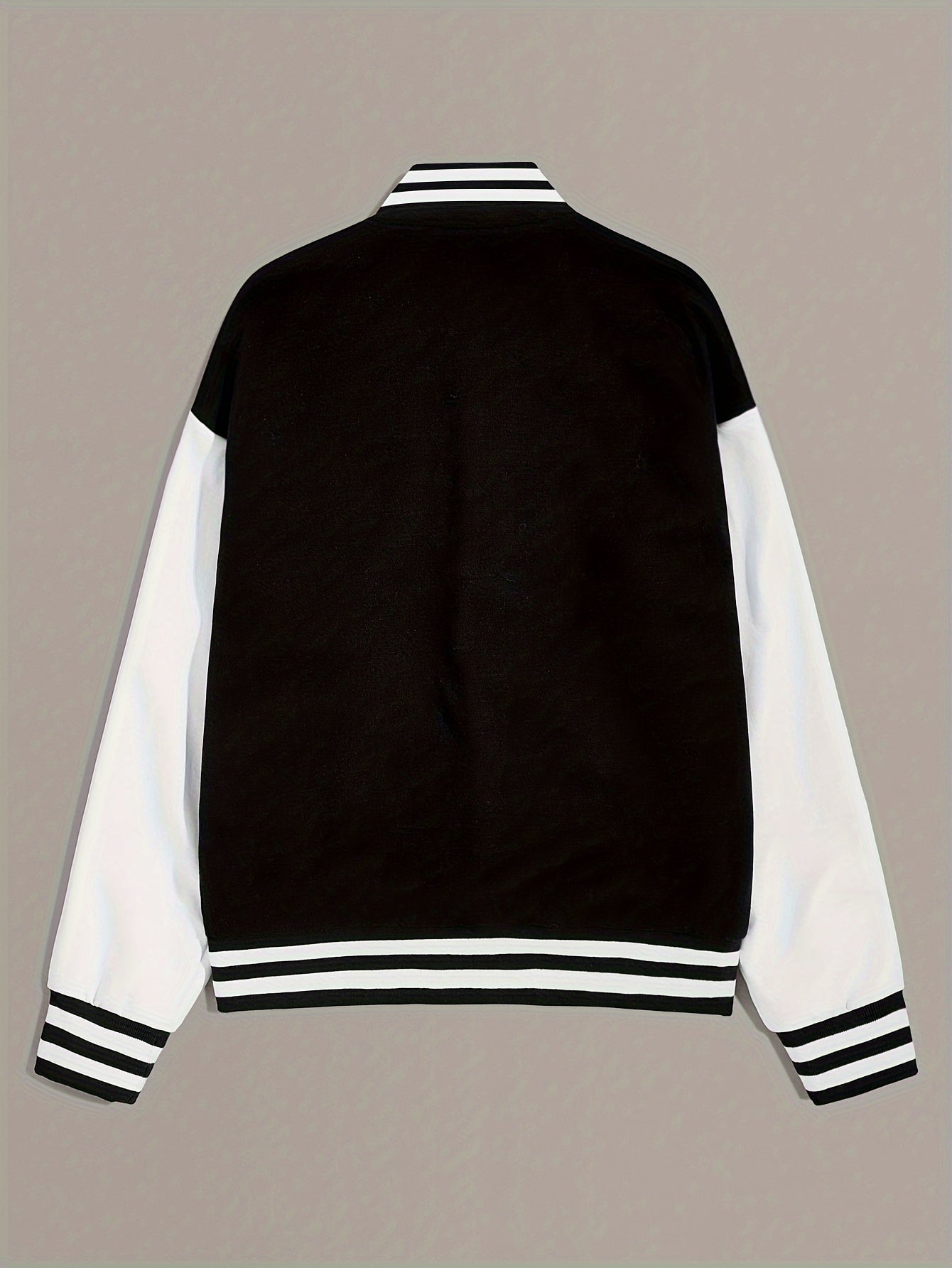 Women's Color Block Letter Print Bomber Jacket Wendy - Trendy Casual Outerwear for Spring and Autumn