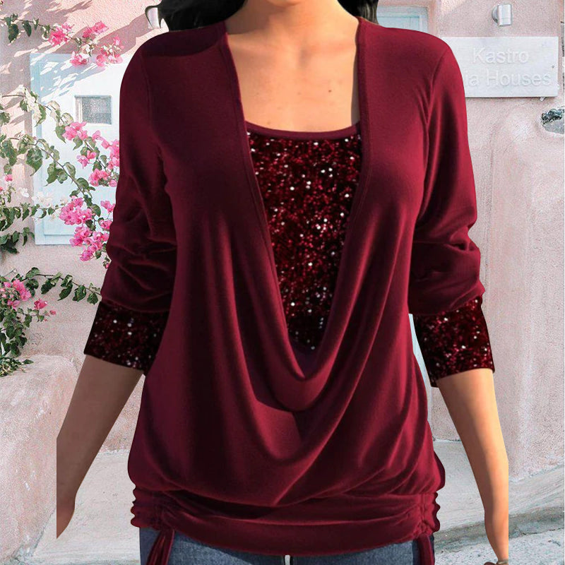 Chic Long-Sleeve Sequin Blouse for Women | Comfortable and Stylish