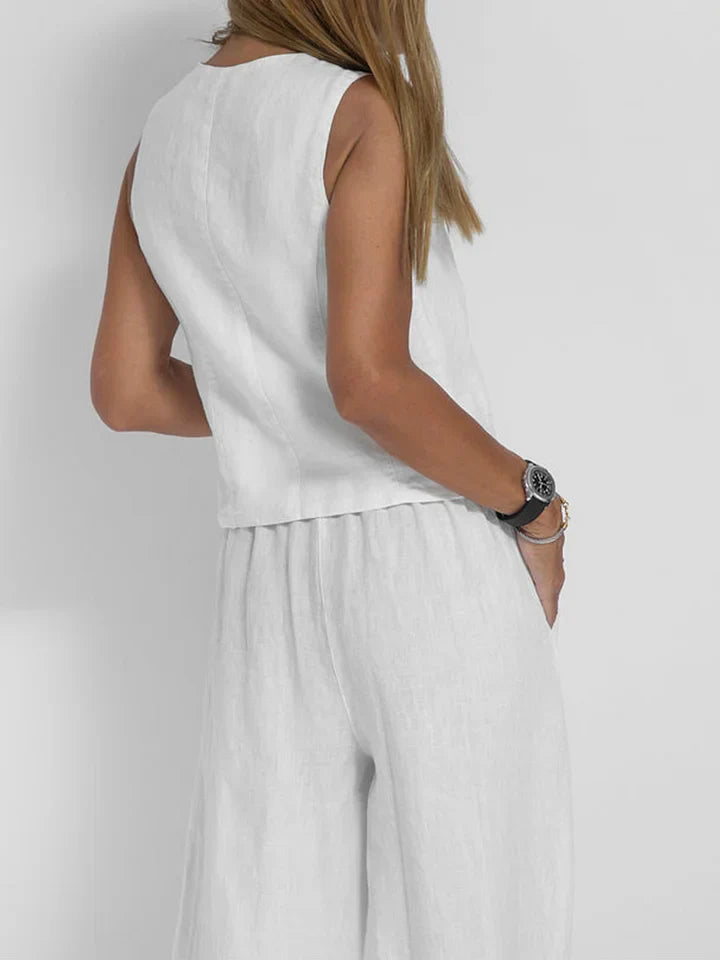 Women's Fitted Linen Vest Lightweight Tailored Button Front Versatile for Formal Casual Wear