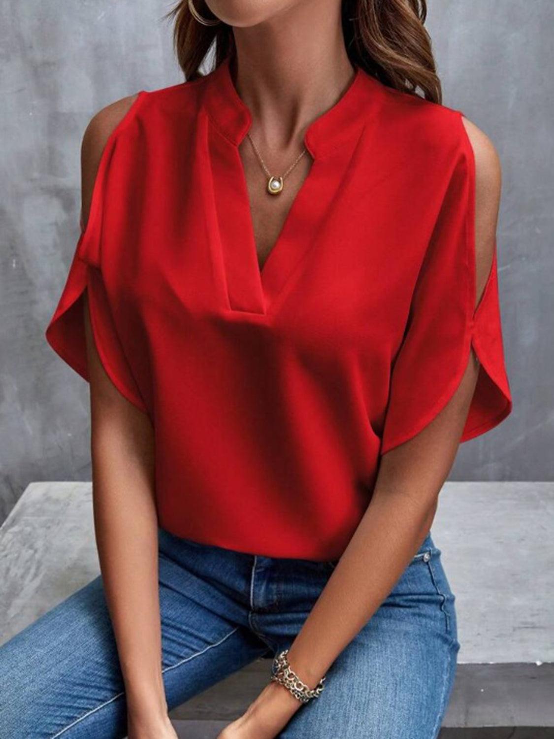 Chic Off-Shoulder Half Sleeve Blouse for Women with Elegant Style