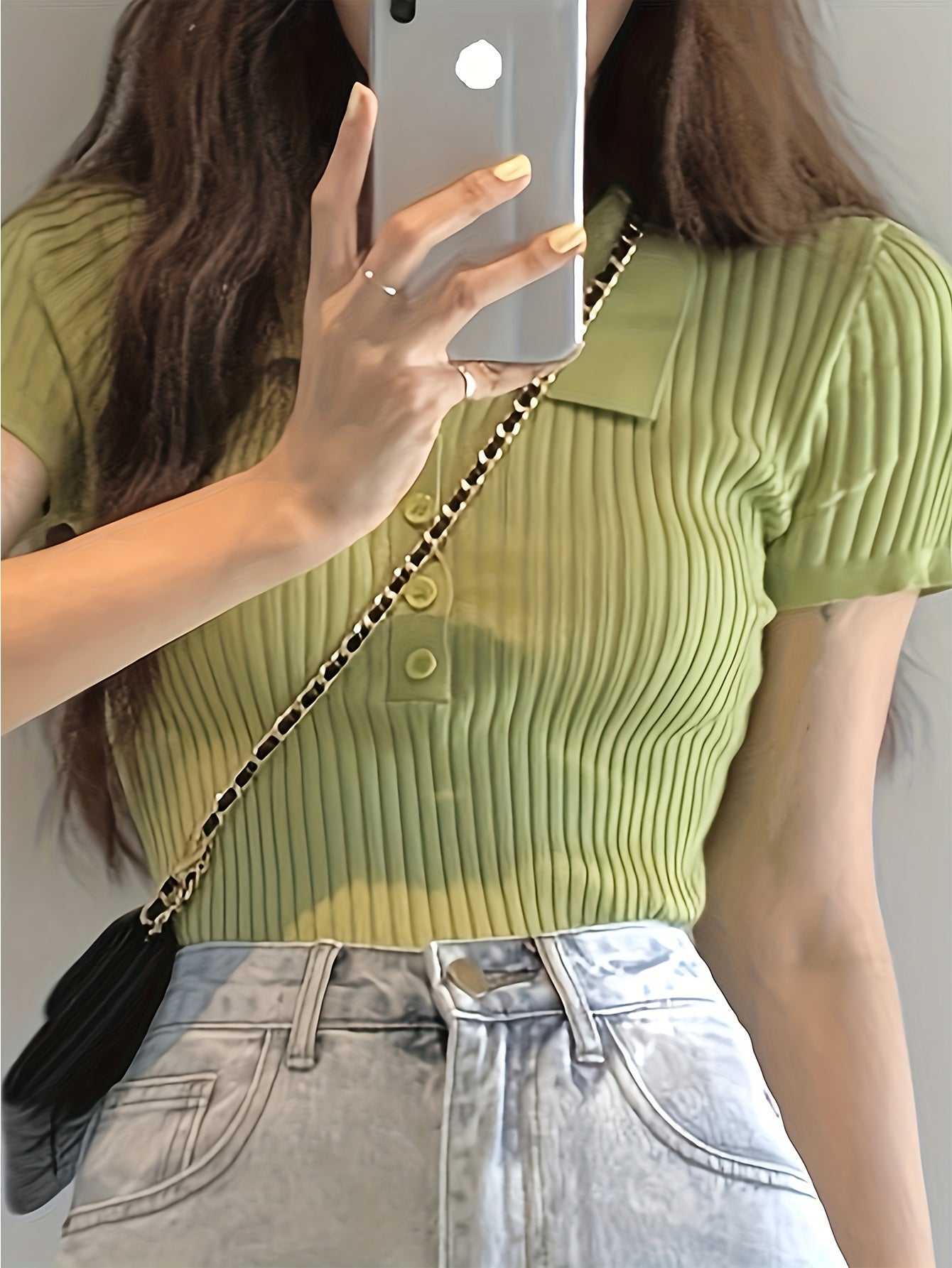 Women's Mia V-Neck Knit Polo with Button Accents for Effortless Style