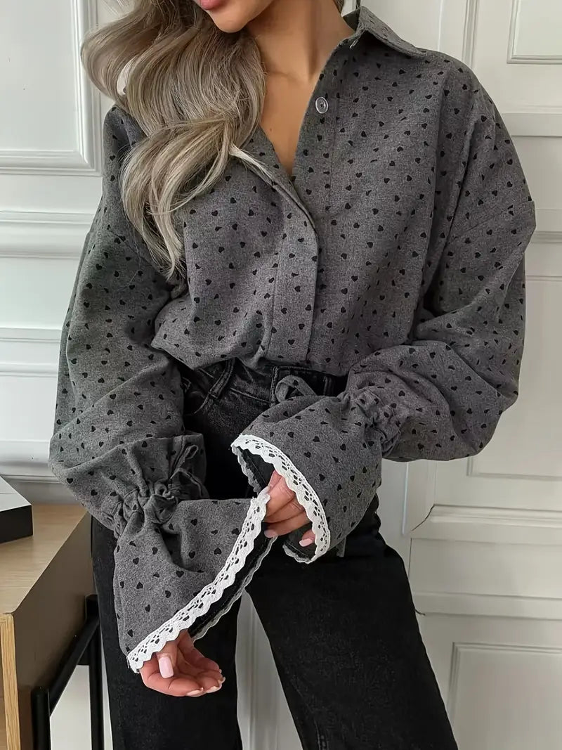 Krisha Stylish Women's Heart Print Shirt for Elegant Casual Wear