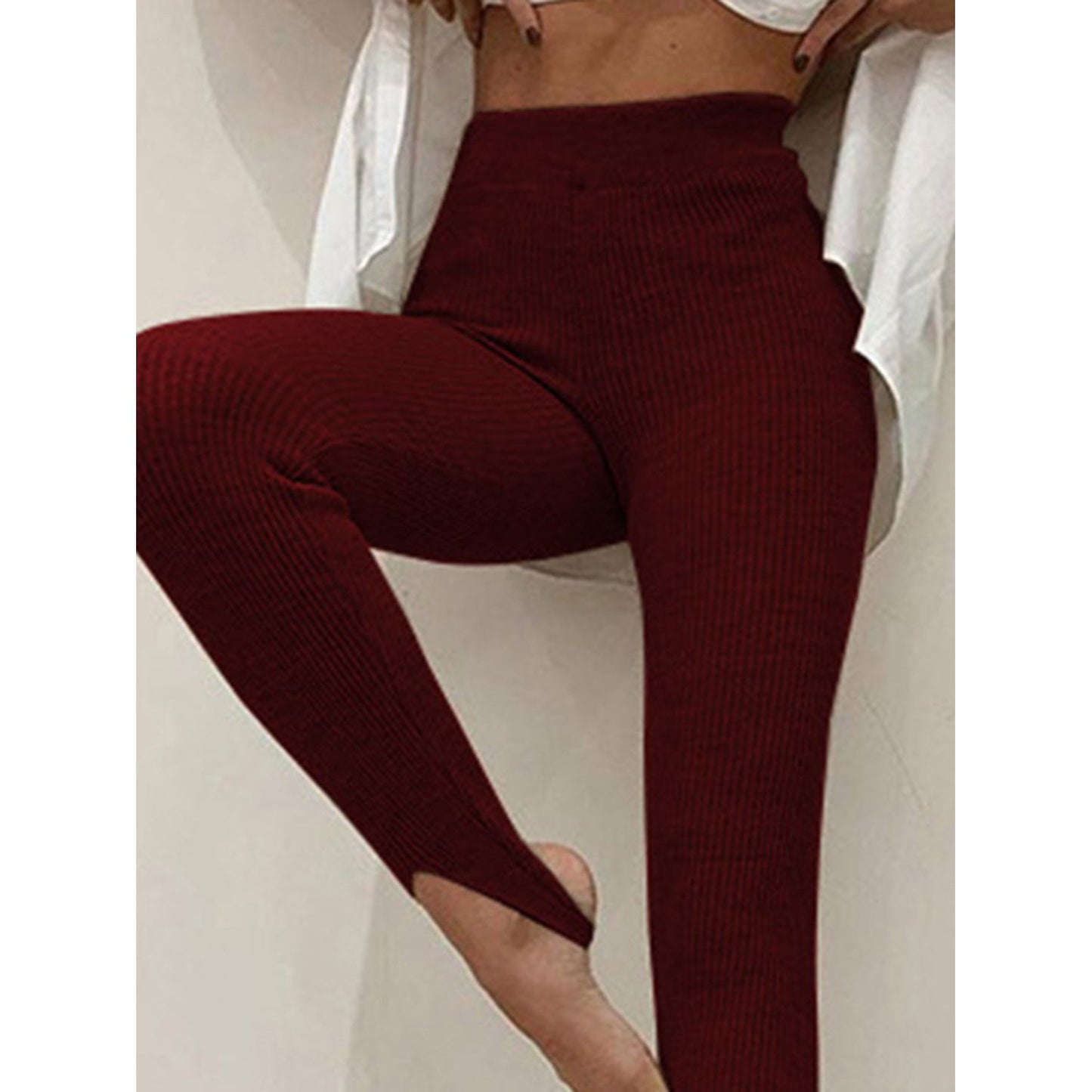 Mia Women's Mid-Waist Ribbed Leggings for Stylish Comfort