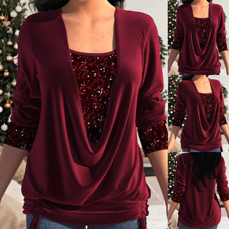 Chic Long-Sleeve Sequin Blouse for Women | Comfortable and Stylish