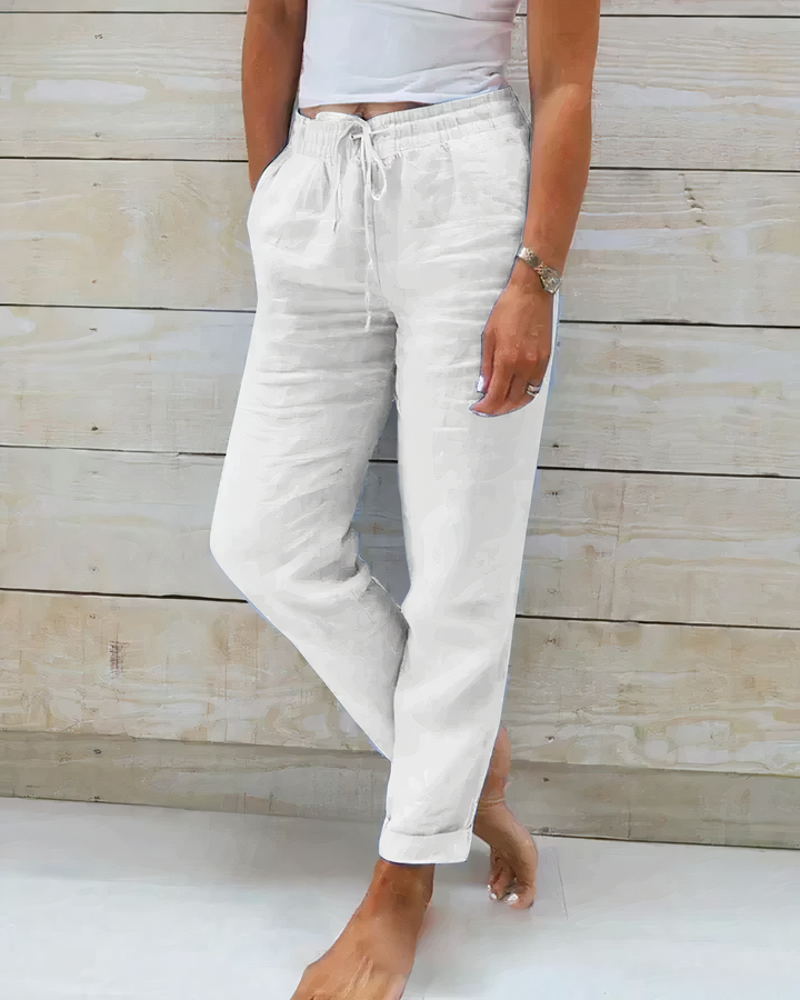Women's Lora High-Waist Linen Trousers - Ultimate Comfort for Summer Style