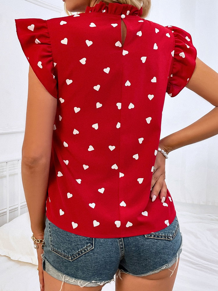 Women's Sleeveless Summer Blouse with Heart Accents | Sabel