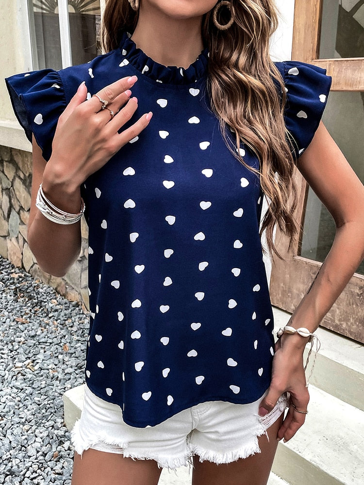 Women's Sleeveless Summer Blouse with Heart Accents | Sabel