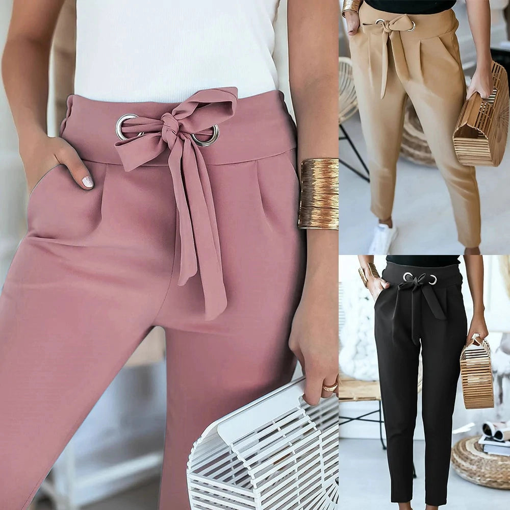 Ella Women's Lightweight Summer Trousers with Tie-Waist for Effortless Style and Comfort
