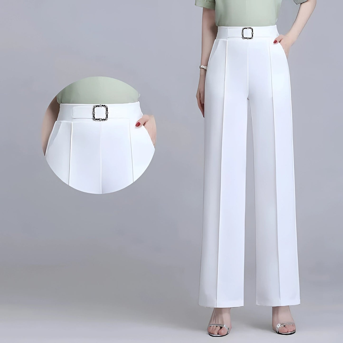 Wendy Women's Wide Leg Trousers with Belt for Elegant Comfort