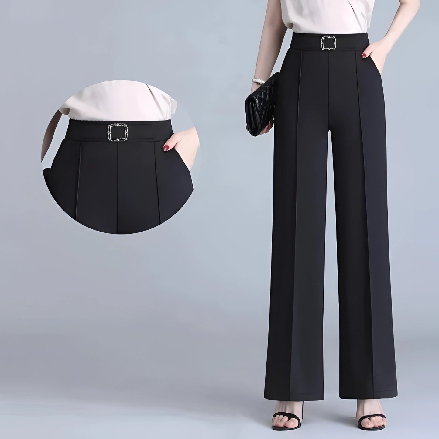 Wendy Women's Wide Leg Trousers with Belt for Elegant Comfort