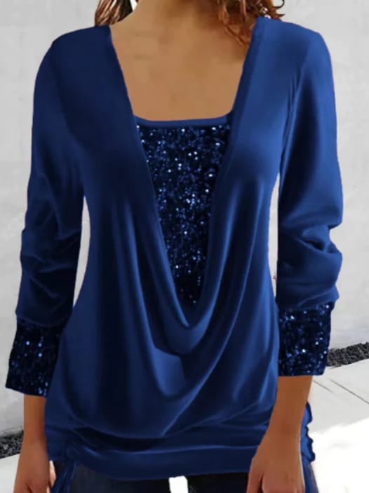 Chic Long-Sleeve Sequin Blouse for Women | Comfortable and Stylish