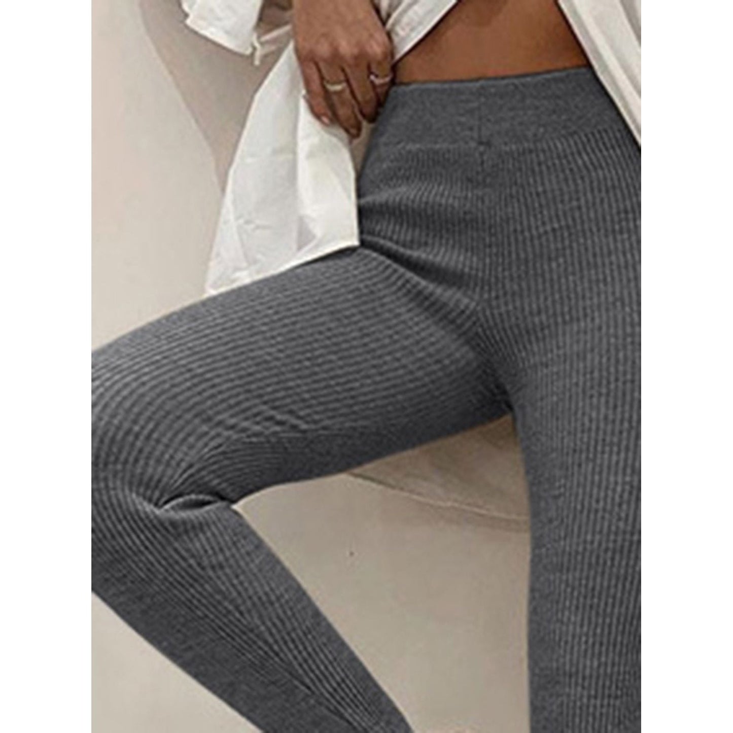 Mia Women's Mid-Waist Ribbed Leggings for Stylish Comfort