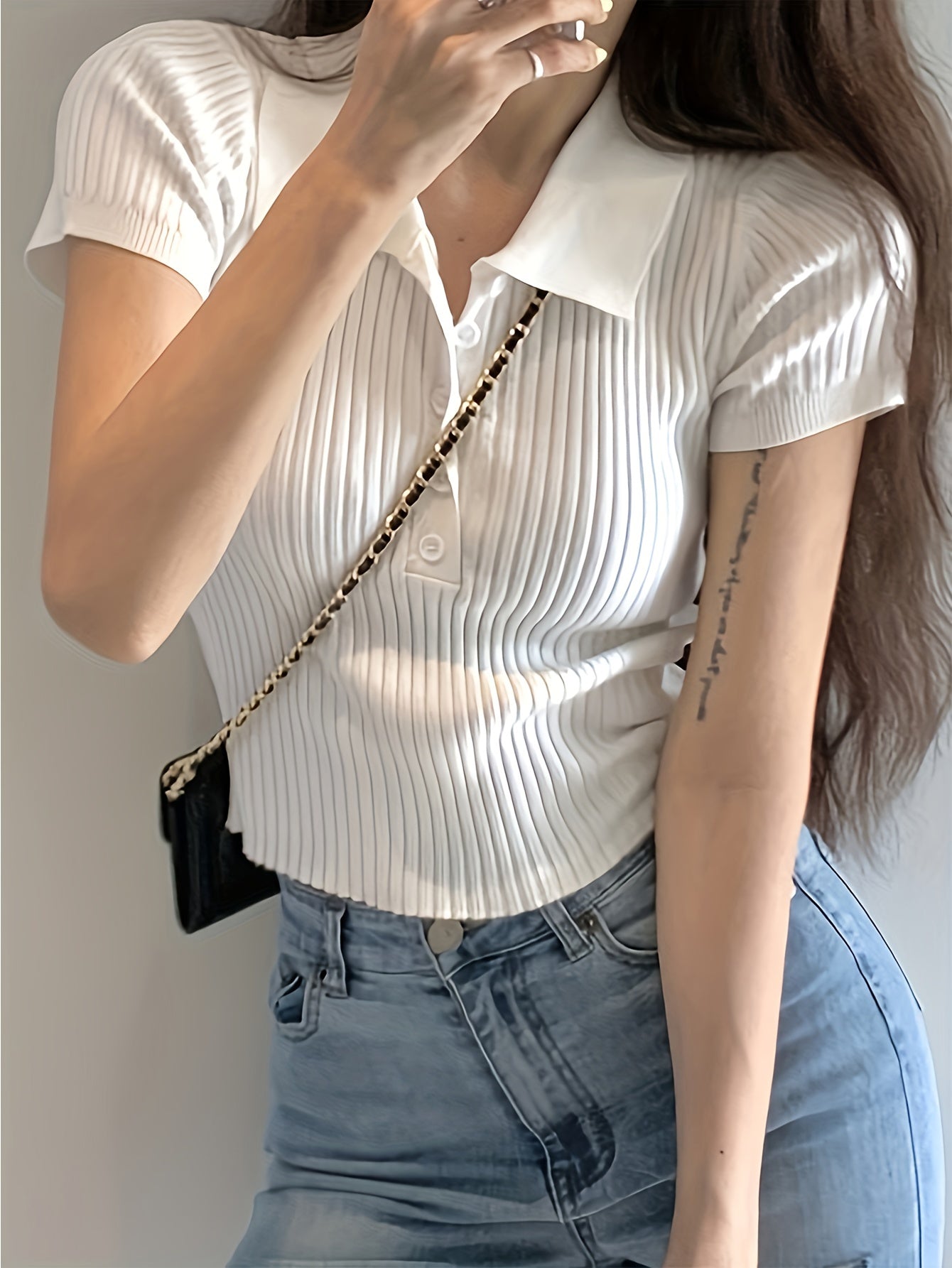 Women's Mia V-Neck Knit Polo with Button Accents for Effortless Style