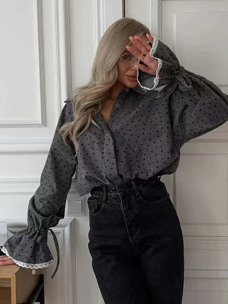 Krisha Stylish Women's Heart Print Shirt for Elegant Casual Wear