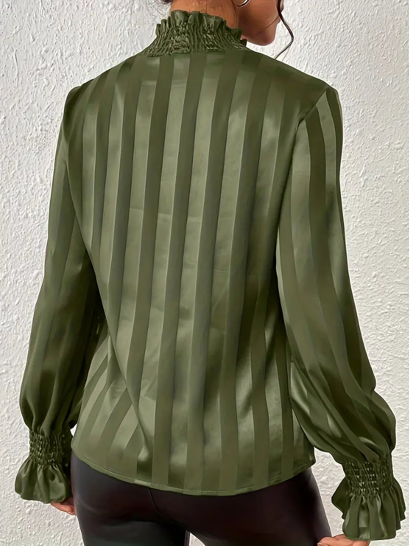 Giselle - Elegant Gathered Blouse with Round Neck for Women