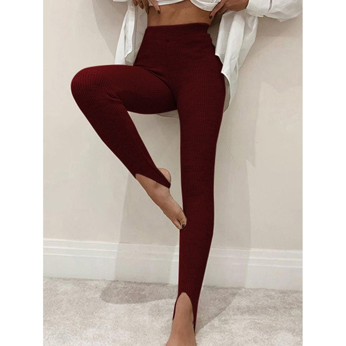 Mia Women's Mid-Waist Ribbed Leggings for Stylish Comfort