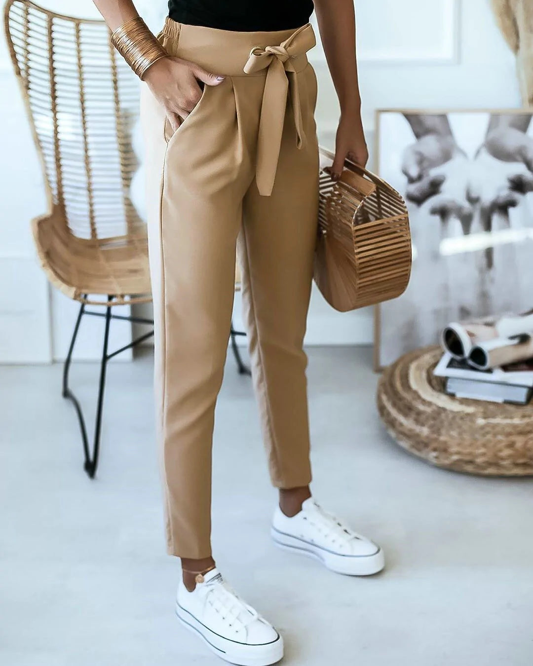 Chic High-Waisted Trousers for Women Casual Trendy Style