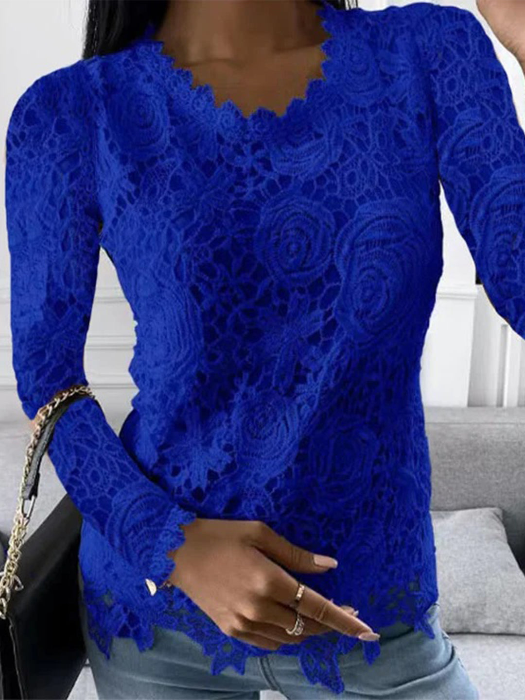 Chic Long Sleeve Floral Lace Top for Women for Elegant Fashion and Versatile Style