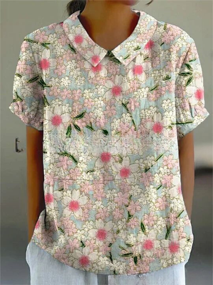 Chic Floral Short Sleeve Blouse for Women for Elegant Spring Summer Style