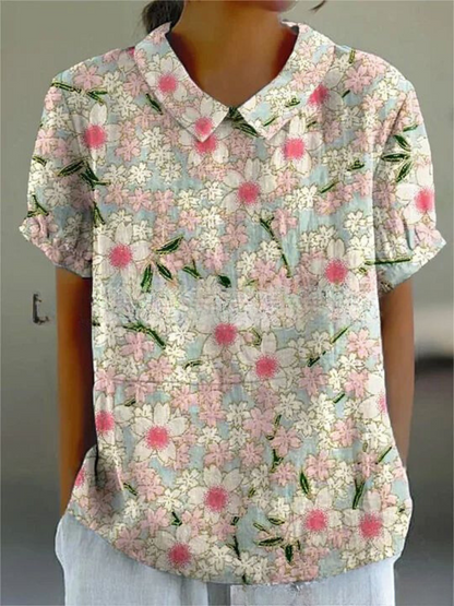 Chic Floral Short Sleeve Blouse for Women for Elegant Spring Summer Style