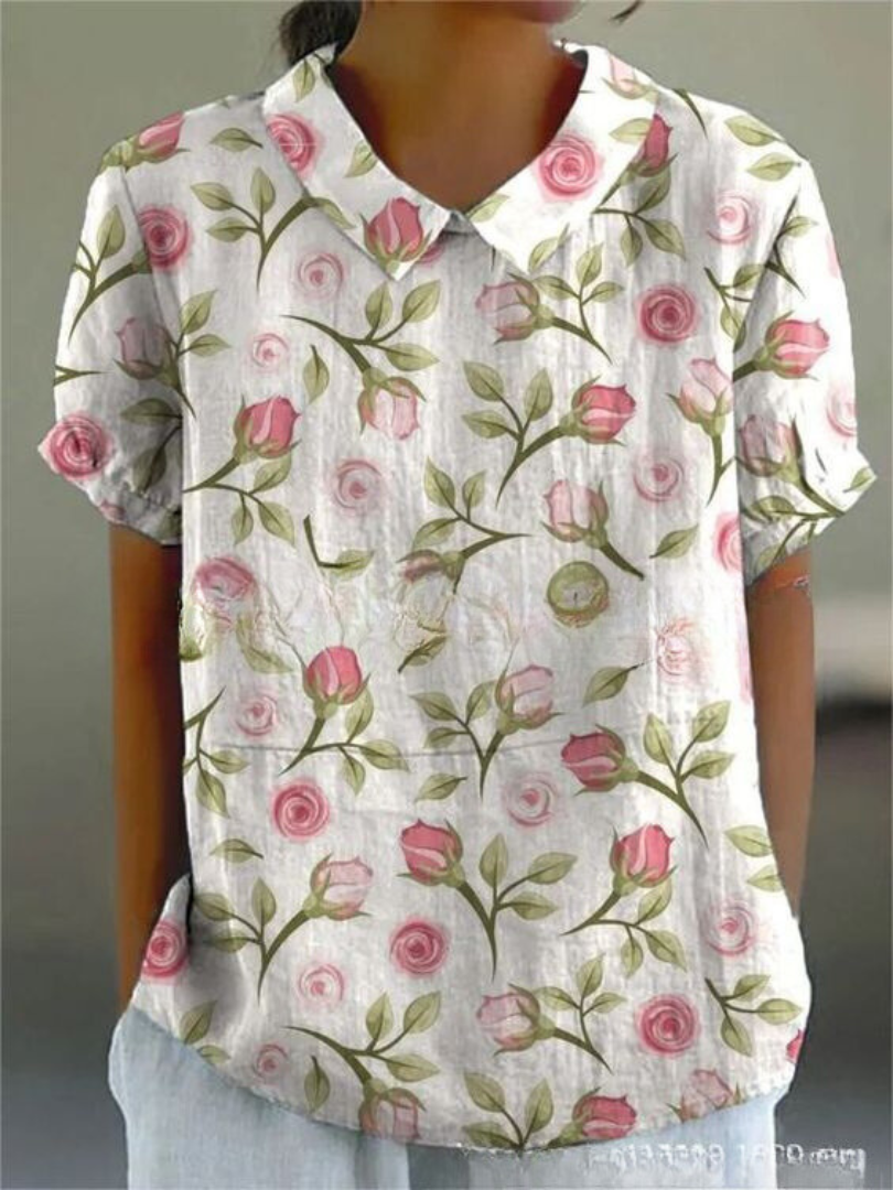 Chic Floral Short Sleeve Blouse for Women for Elegant Spring Summer Style