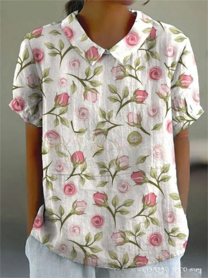 Chic Floral Short Sleeve Blouse for Women for Elegant Spring Summer Style