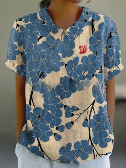 Chic Floral Short Sleeve Blouse for Women for Elegant Spring Summer Style