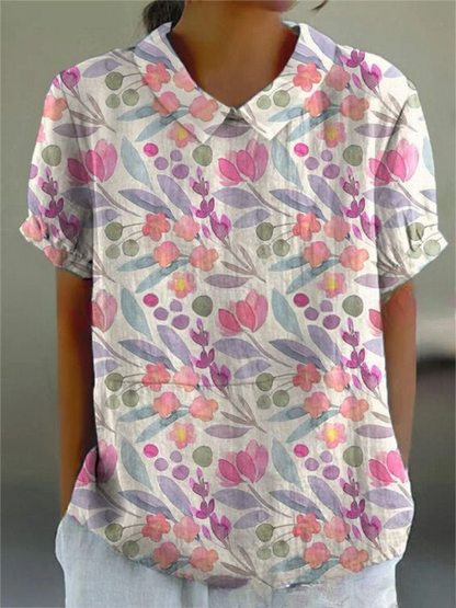 Chic Floral Short Sleeve Blouse for Women for Elegant Spring Summer Style
