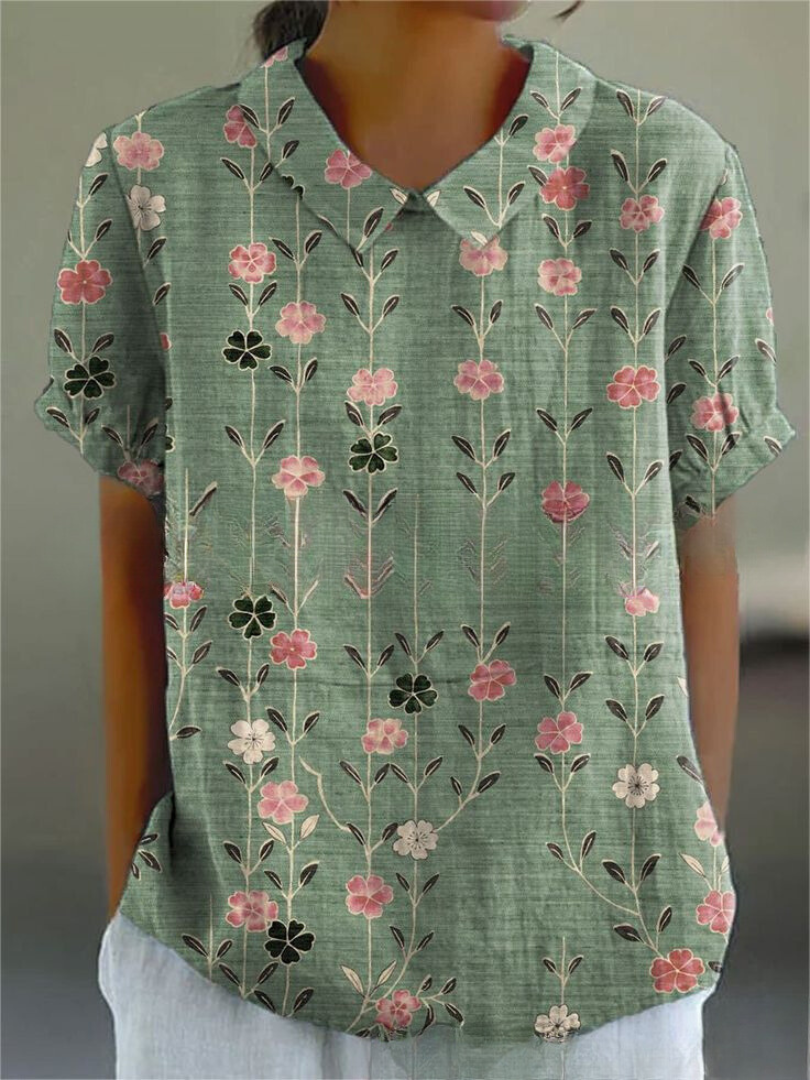 Chic Floral Short Sleeve Blouse for Women for Elegant Spring Summer Style