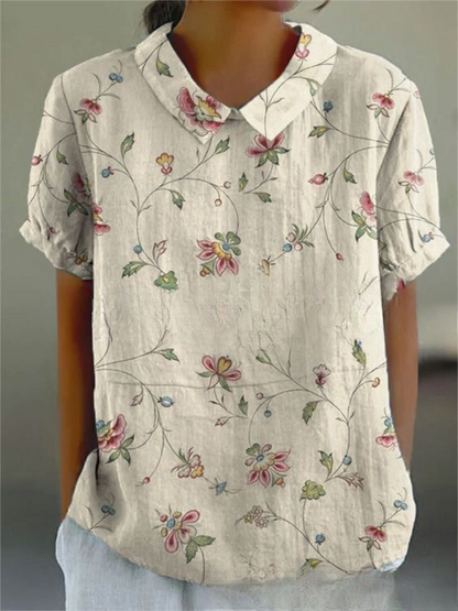 Chic Floral Short Sleeve Blouse for Women for Elegant Spring Summer Style