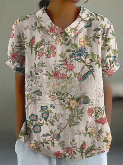 Chic Floral Short Sleeve Blouse for Women for Elegant Spring Summer Style