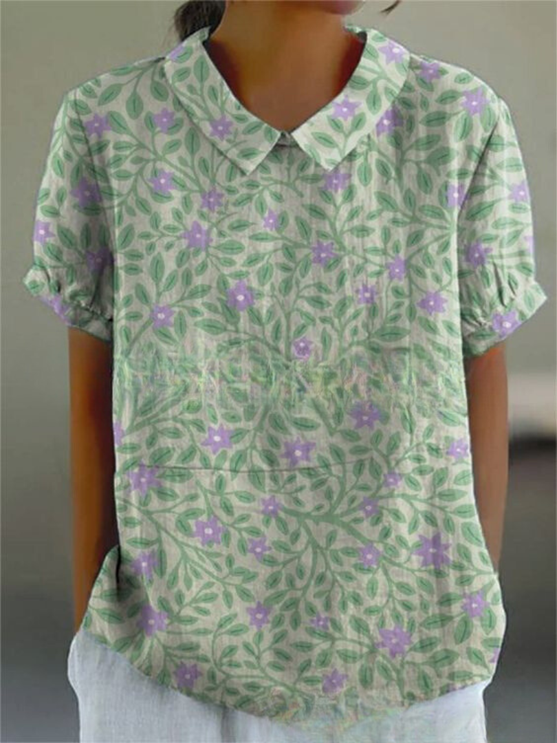 Chic Floral Short Sleeve Blouse for Women for Elegant Spring Summer Style
