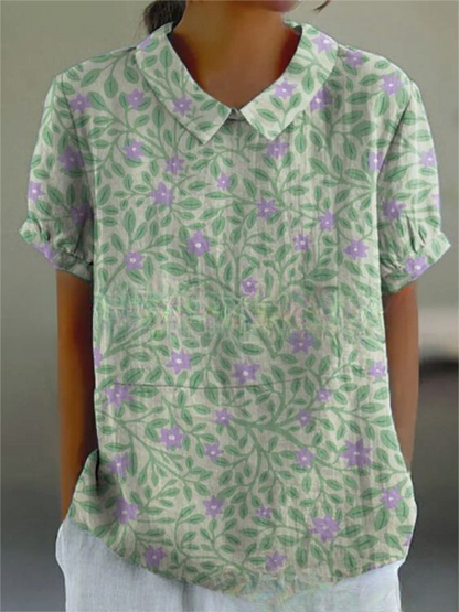 Chic Floral Short Sleeve Blouse for Women for Elegant Spring Summer Style