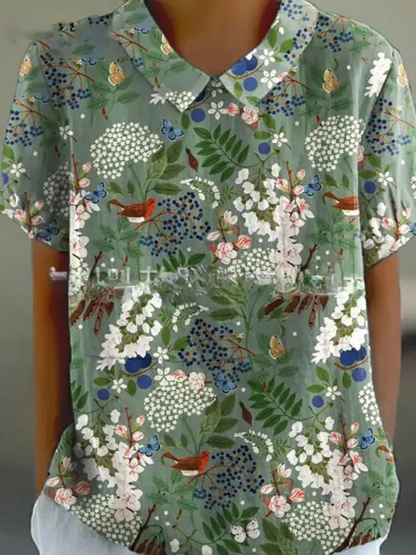 Chic Floral Short Sleeve Blouse for Women for Elegant Spring Summer Style