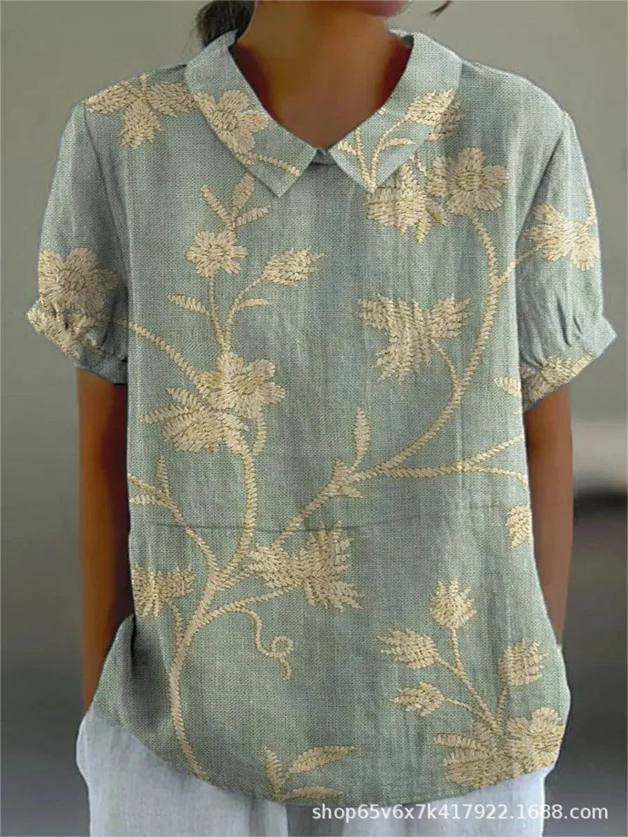 Chic Floral Short Sleeve Blouse for Women for Elegant Spring Summer Style