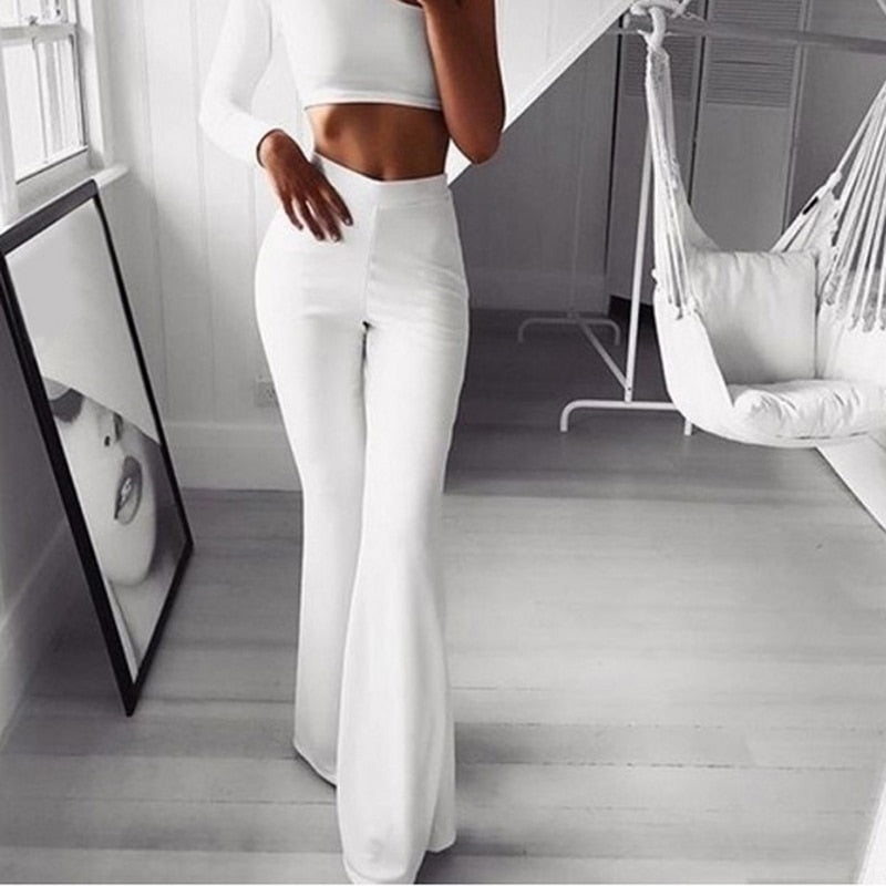 Elise - Chic High-Waisted Flared Pants for Women - Perfect for Fall