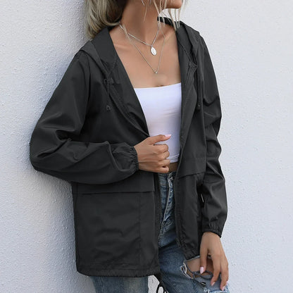 Mae Women's Windproof Summer Jacket - Hooded Lightweight Outdoor Rainproof Coat