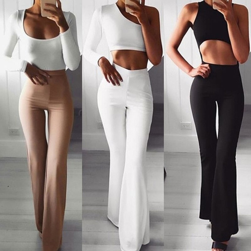 Elise - Chic High-Waisted Flared Pants for Women - Perfect for Fall