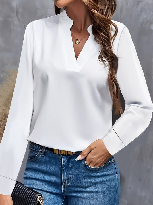 Chic and Cozy Women's V-Neck Blouse for Elegant Everyday Style