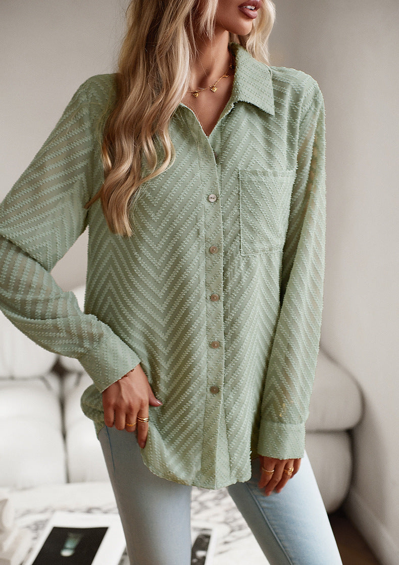 Chic Light Green Patterned Women's Blouse Sophia | Elegant and Versatile Fashion