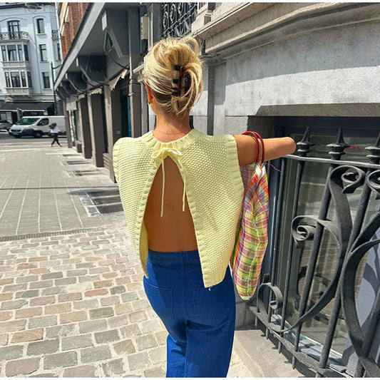 Chic Yellow Backless Women's Top Ava | Stylish Summer Blouse