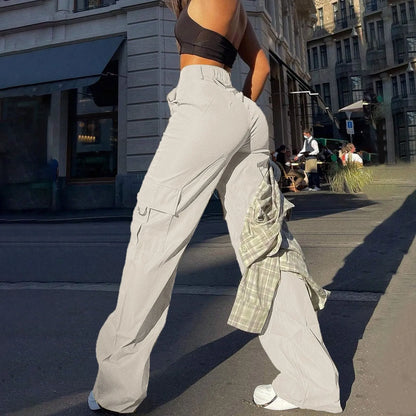 Paloma Women's High-Waisted Cargo Trousers - Trendy & Functional Wide-Leg Pants
